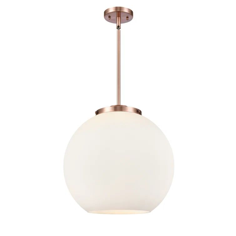 Athens Antique Copper 3-Light Globe Island Pendant with Matte White Shade