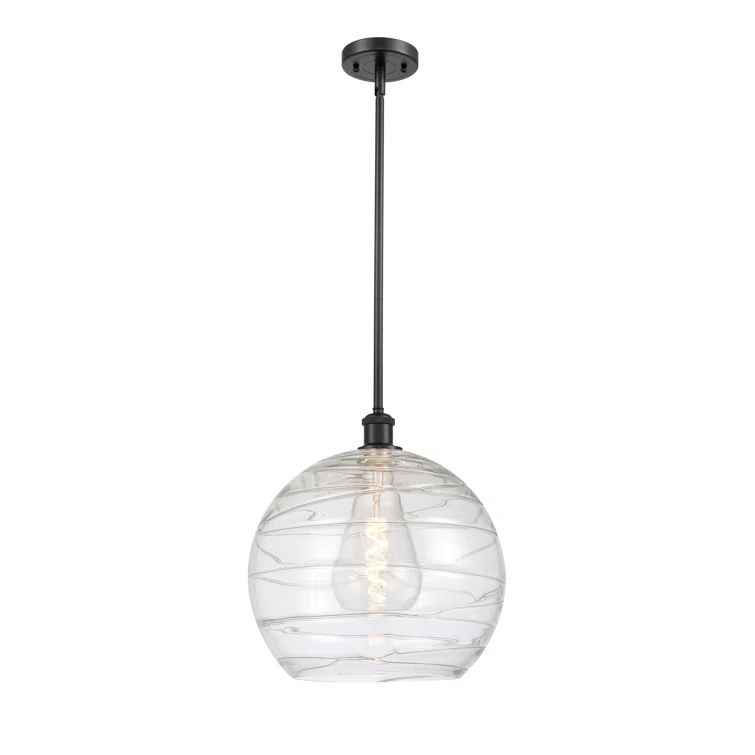 Matte Black Glass Globe Pendant Light