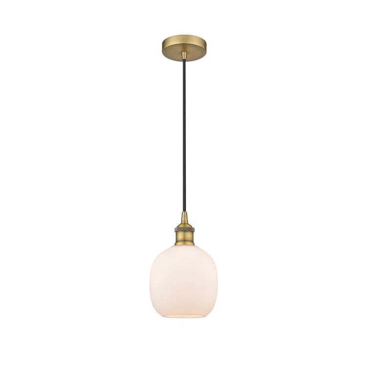 Brushed Brass Mini Globe Pendant with Matte White Glass Shade