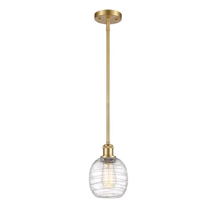 Satin Gold Mini Drum Glass Pendant Light