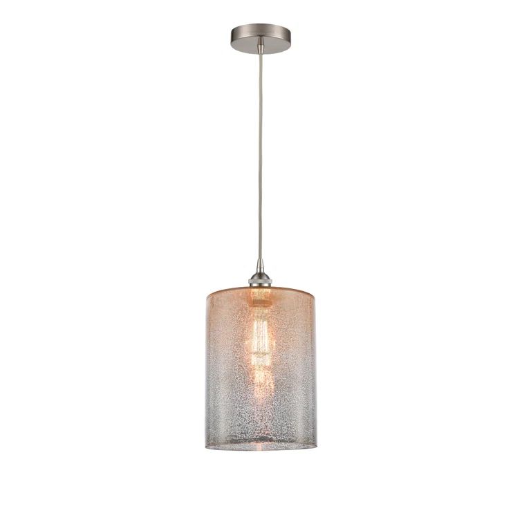 Cobbleskill Brushed Satin Nickel Mini Pendant with Mercury Glass Shade
