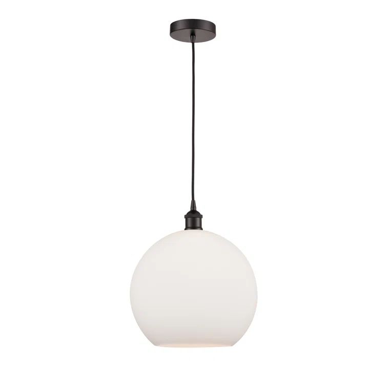 Athens Oil Rubbed Bronze Mini Pendant with Matte White Glass Shade