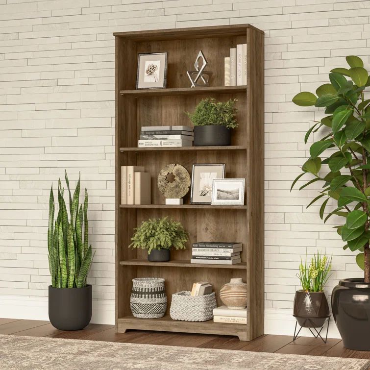 Cabot Reclaimed Pine 66" Tall Adjustable 5-Shelf Bookcase
