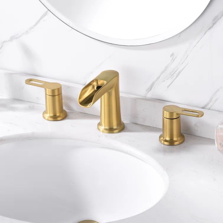 VividFall 8-inch Brushed Gold Widespread 2-Handle Bathroom Faucet