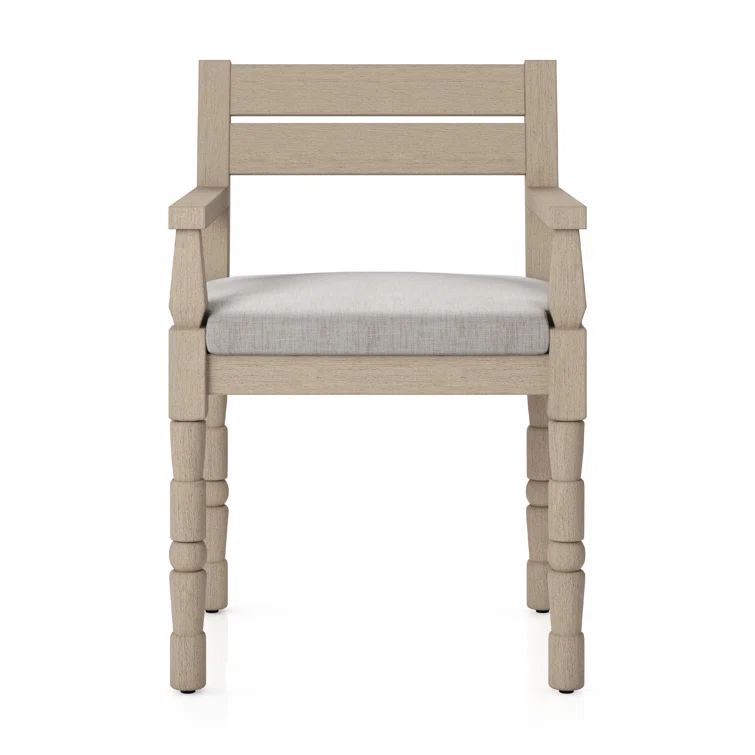 Stone Gray Teak Outdoor Dining Chair with Cushion