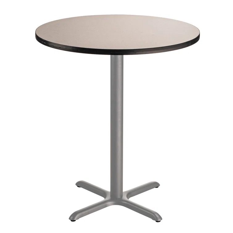 Round Beige Composite Wood Bar Height Table