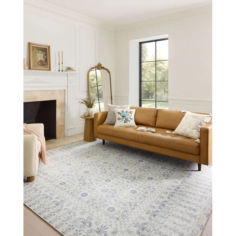 Rosette Ivory Square Flat Woven Synthetic Area Rug