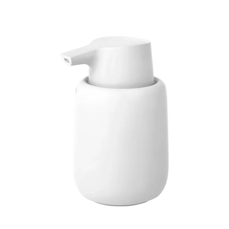 White Ceramic and Silicone Soap Dispenser with Matte Finish