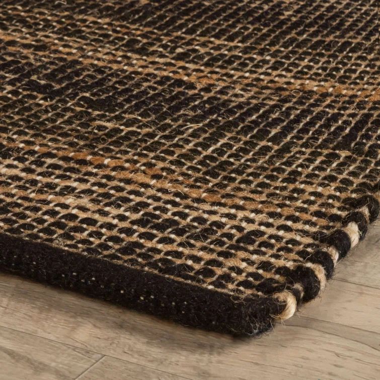 Seed Black and Natural Handwoven Jute Runner Rug