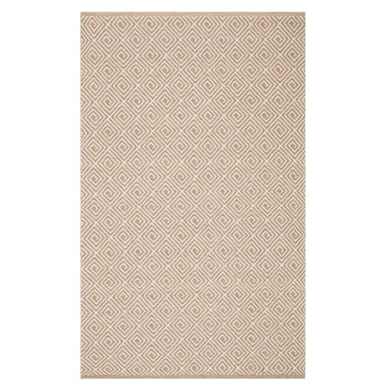 Ivory and Natural Flat Woven Wool and Cotton 6' x 9' Rug