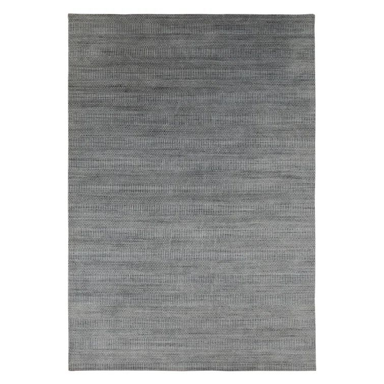 Silver Hand-knotted Wool and Viscose Rectangular Rug