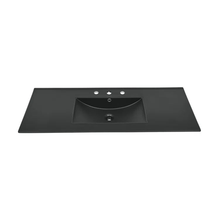 Matte Black Ceramic Vanity Sink Top with Three Faucet Holes