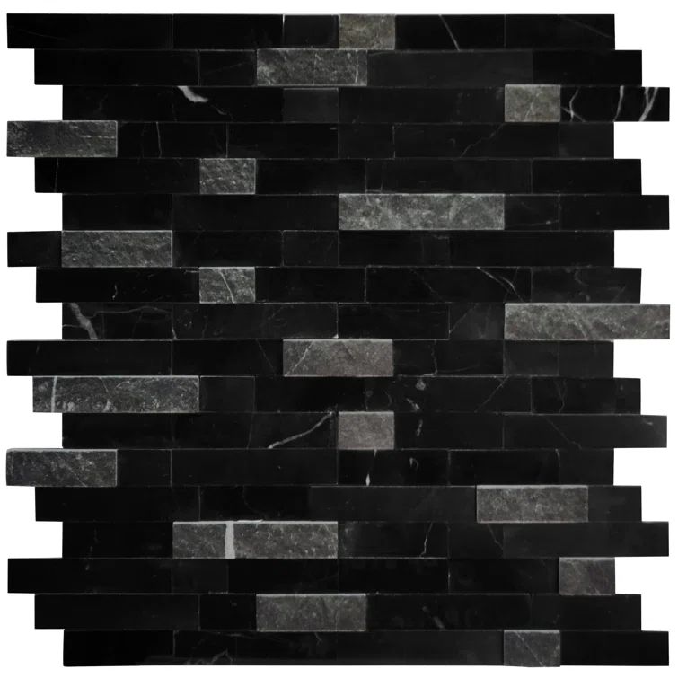 Black Natural Marble Peel and Stick Mosaic Tile