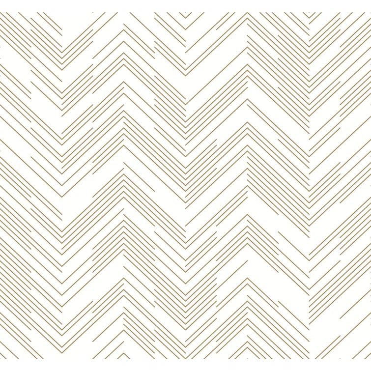 White and Gold Chevron Non-pasted Washable Wallpaper Roll