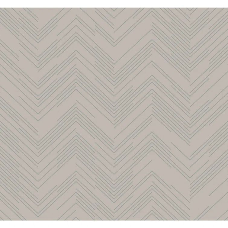 Taupe and Silver Geometric Chevron Removable Wallpaper