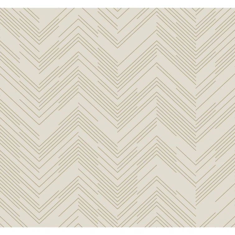 Cream and Gold Chevron Non-Pasted Washable Wallpaper