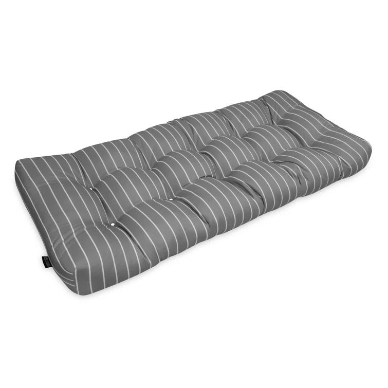 Moon Mist Stripe Gray Outdoor Bench Cushion, 42"W x 18"D