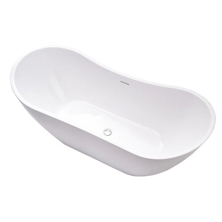 Ophelia 71" White Acrylic Freestanding Soaking Bathtub
