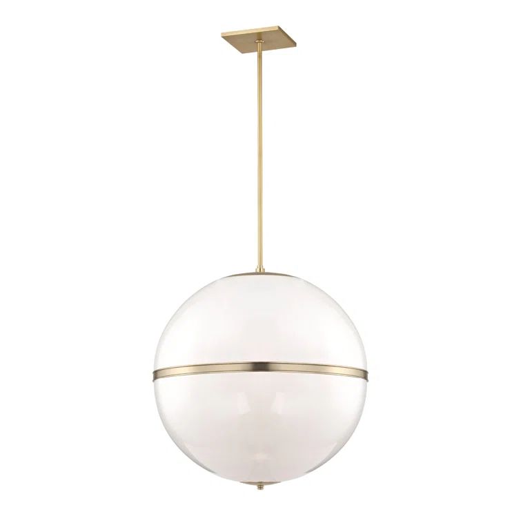 Aurora Aged Brass 4-Light Chandelier with Crystal Glass Shade