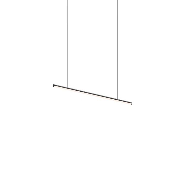 Sleek Satin Black and Chrome LED Pendant Light, 36"