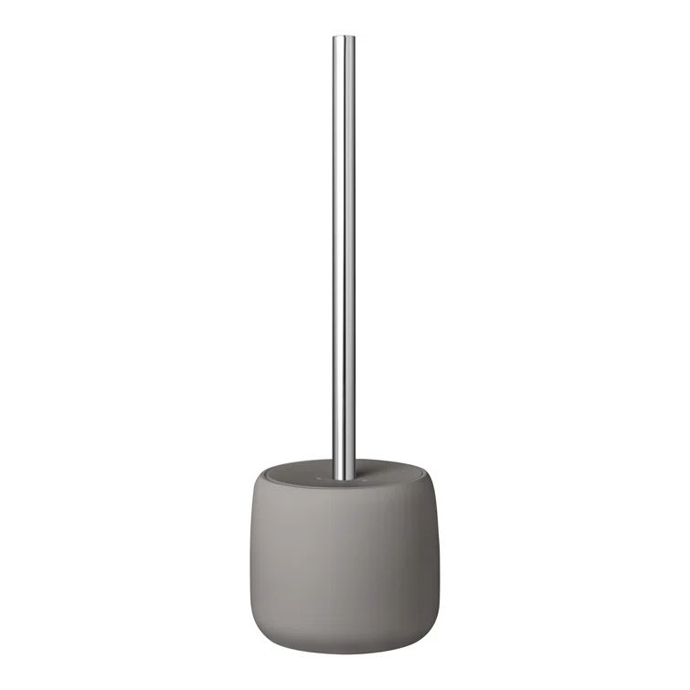Taupe Silicone and Stainless Steel Freestanding Toilet Plunger Set