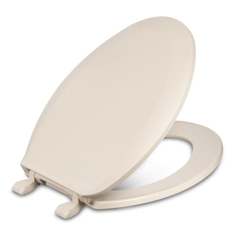 Bone Elongated Plastic Toilet Seat with Closed Front