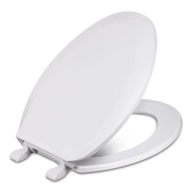 Crane White Elongated Plastic Toilet Seat with Closed Front