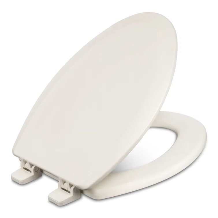 Biscuit Elongated Molded Wood Toilet Seat with Plastic Hinges