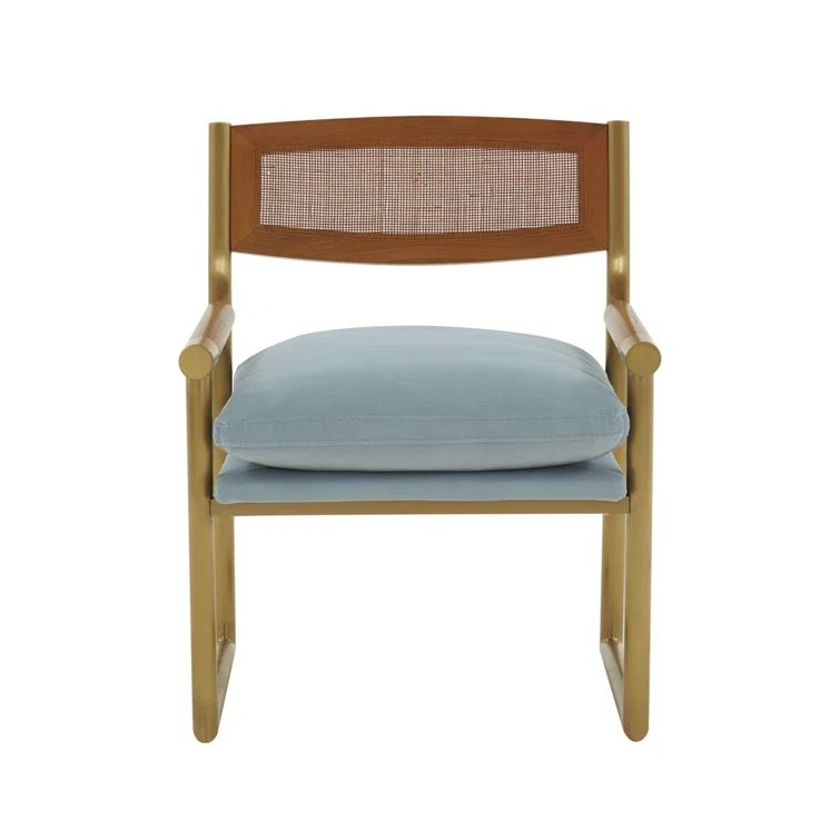 Harlow Dusty Blue Velvet & Gold Metal Contemporary Arm Chair