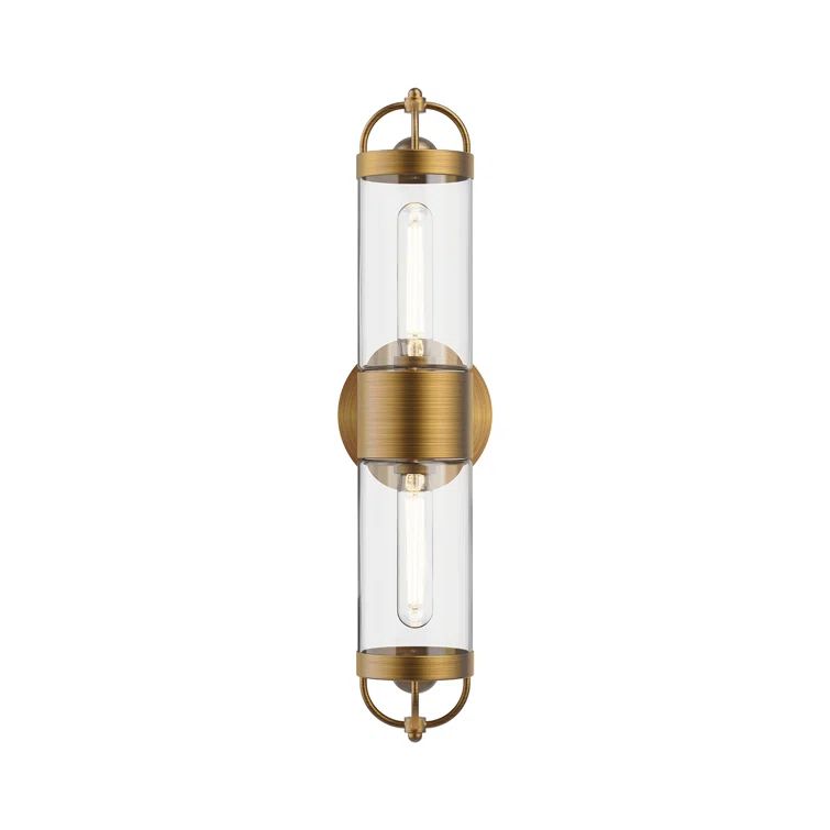 Aged Gold Glass Cylinder Wall Sconce Light