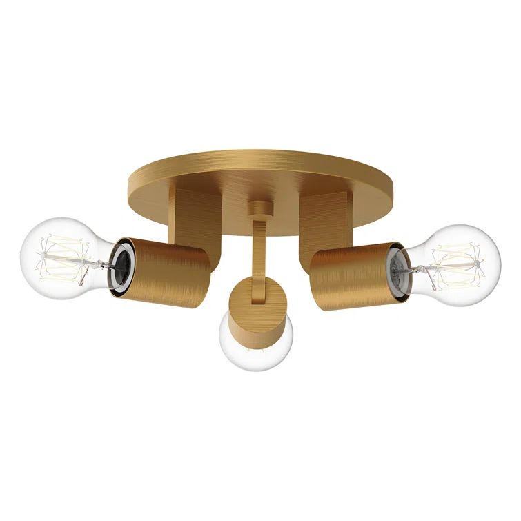Claire Aged Gold Three-Light Semi-Flush Mount Fixture