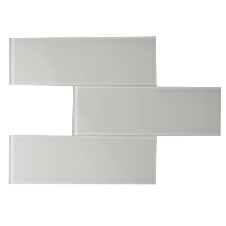 Light Gray Glossy Glass Subway Tile 3" x 9"