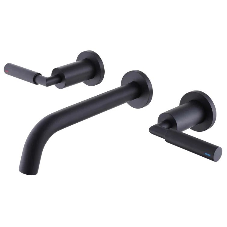 Matte Black Wall-Mounted Solid Brass Bathroom Faucet