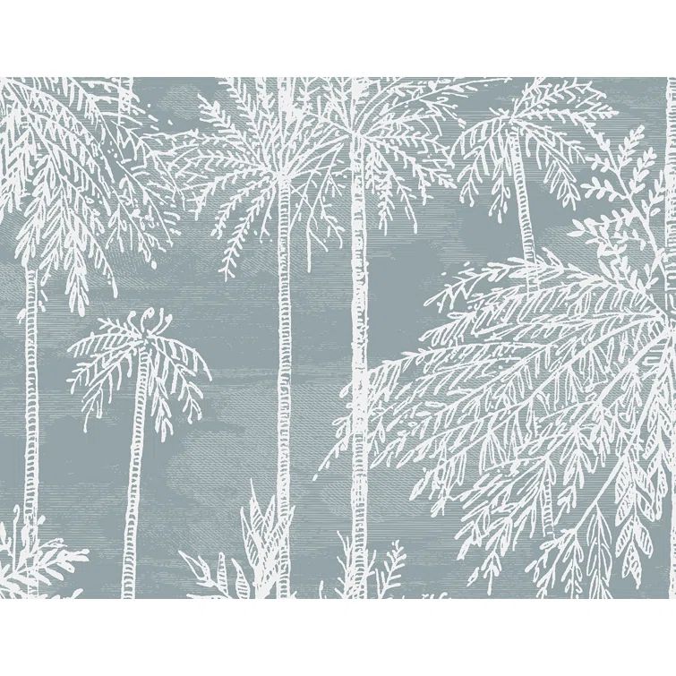 Bluestone Palm Grove Embossed Vinyl Wallpaper Roll