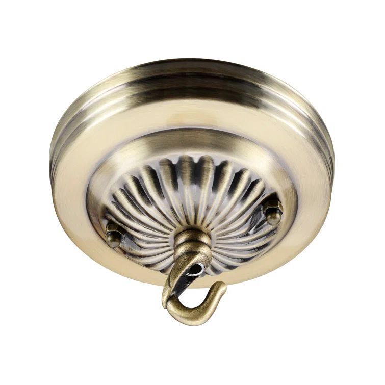 Antique Brass 5" Ceiling Fixture Canopy Kit with Hook