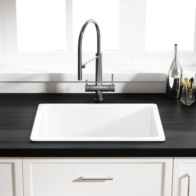 Oslo White Fireclay Single Bowl Undermount Kitchen Sink with Accessories