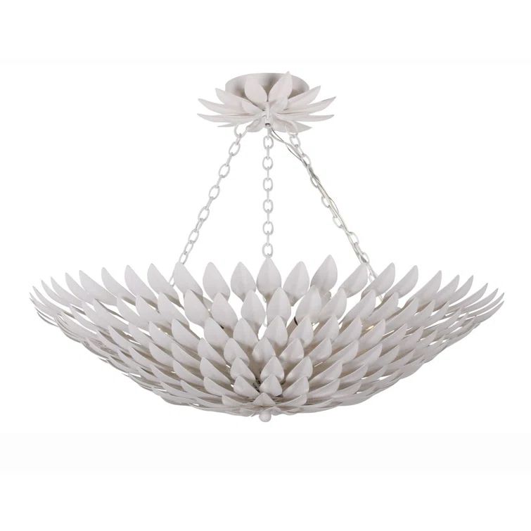 Matte White Steel 6-Light Semi Flush Mount Fixture