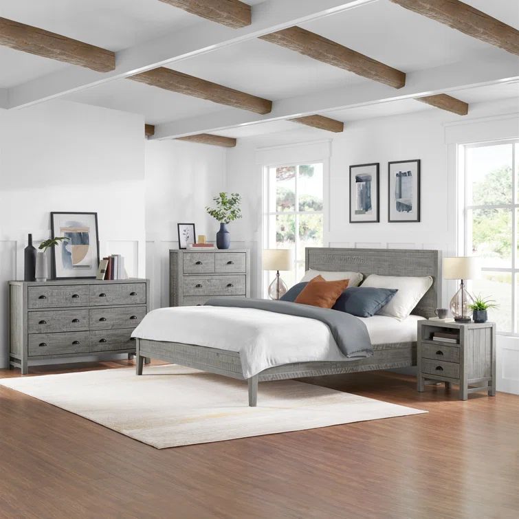Arden 5-Piece Driftwood Gray Pine Wood King Bedroom Set