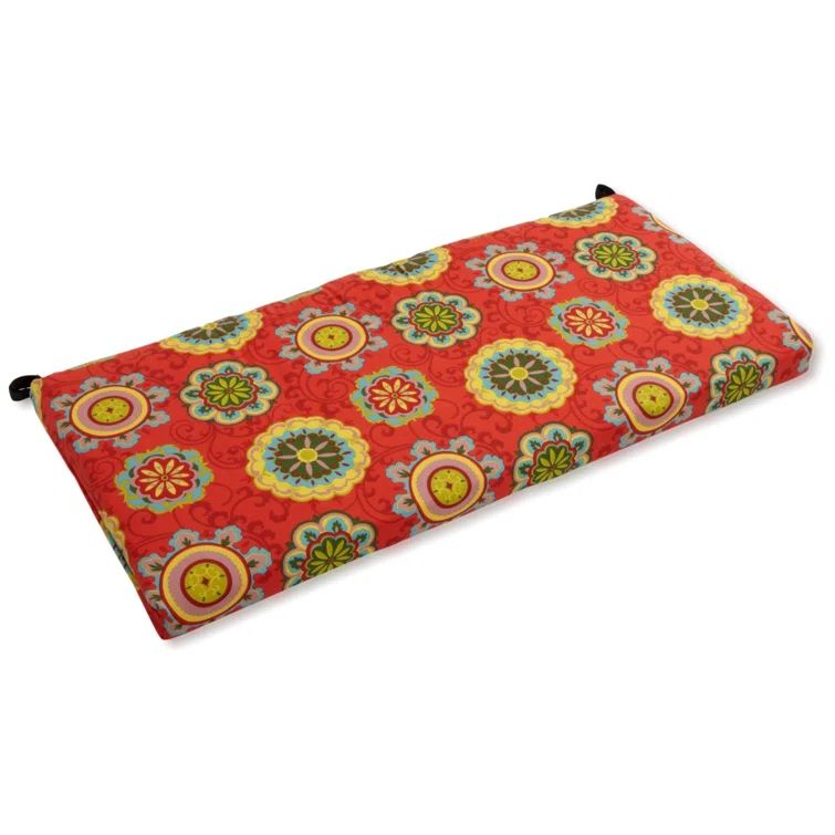Farmington Terrace Grenadine Red and Green Outdoor Loveseat Cushion