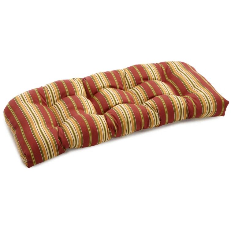 Kingsley Stripe Ruby U-Shaped Tufted Settee Cushion