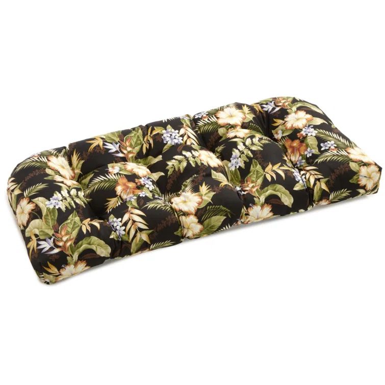 Freeport Ebony Floral Polyester Outdoor Bench Cushion
