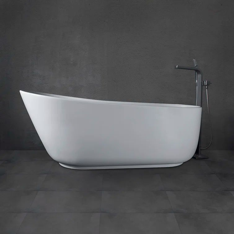 67'' Matte White Solid Surface Freestanding Bathtub