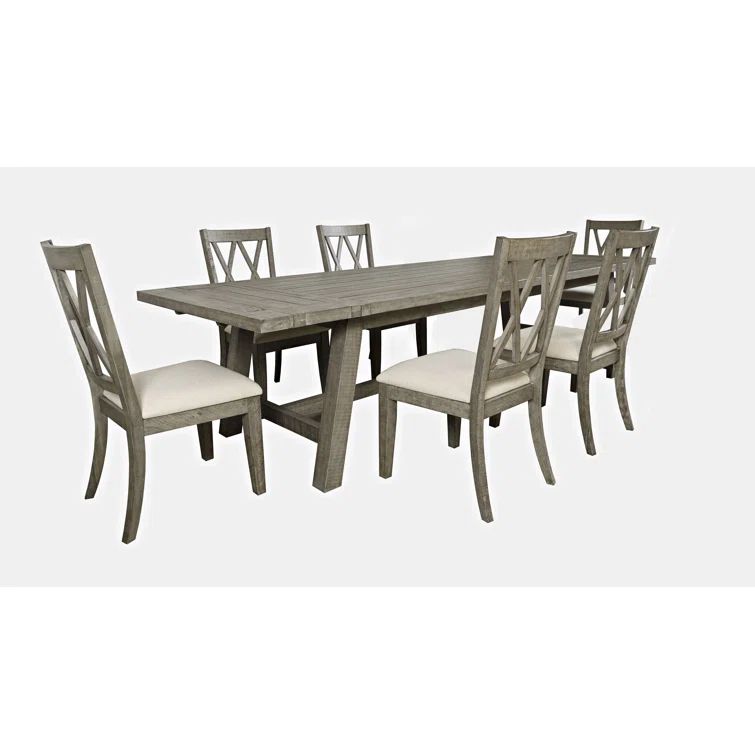 Telluride Driftwood Grey Pine Extendable Dining Set with 6 Chairs