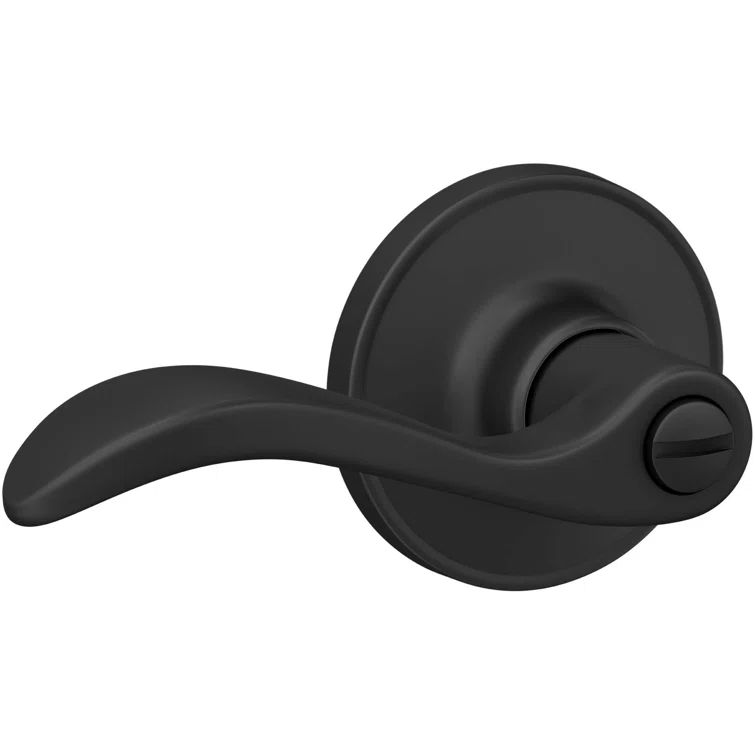 Matte Black Privacy Door Lever Set with Round Rose