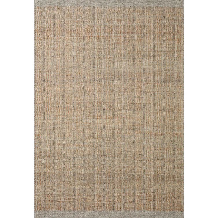 Handmade Light Grey and Natural Wool Stripe Area Rug, 5' x 7'