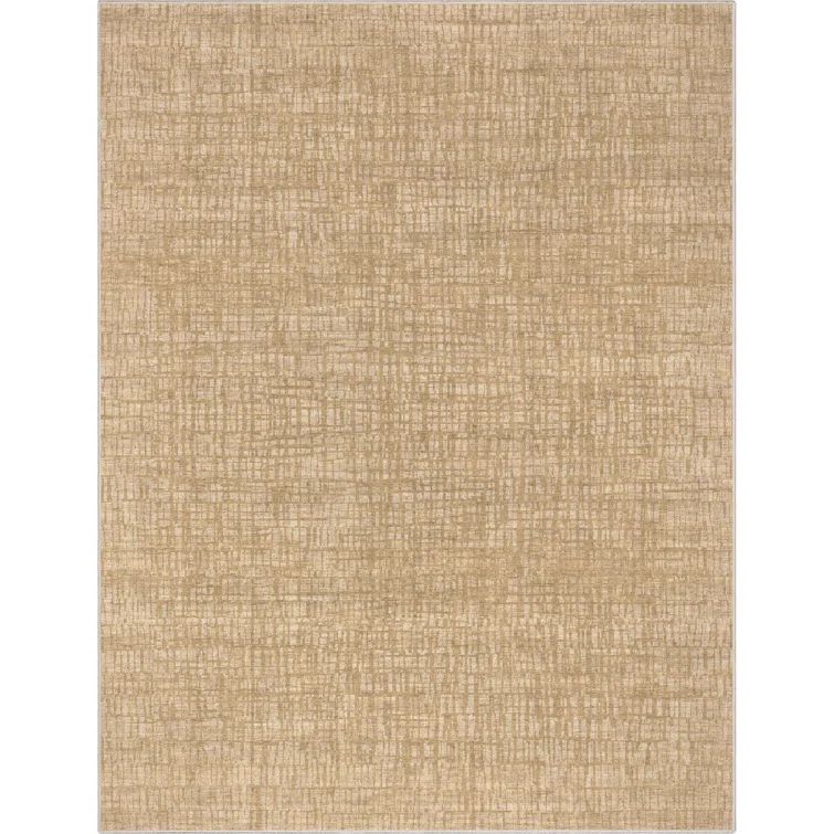 Beige Abstract Synthetic Flat-Woven 5'3" x 7'3" Area Rug