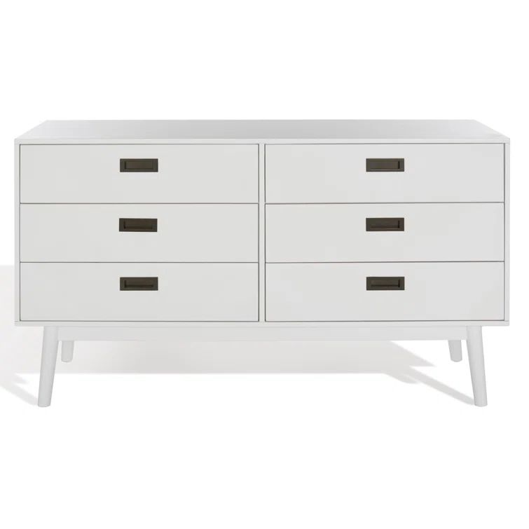 White Double Mid-Century Dresser with Dovetail Drawers
