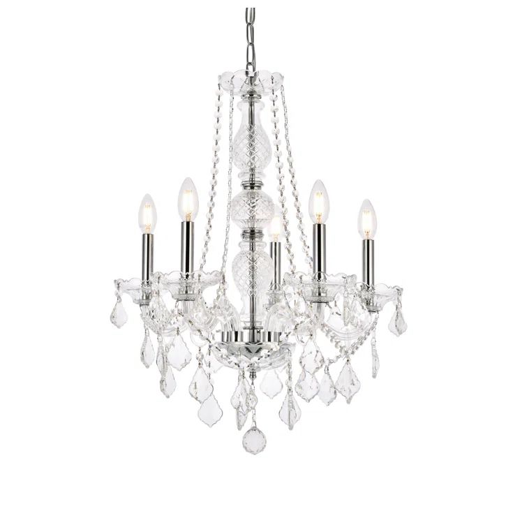 Royal Cut Clear Crystal Chrome 5-Light Chandelier