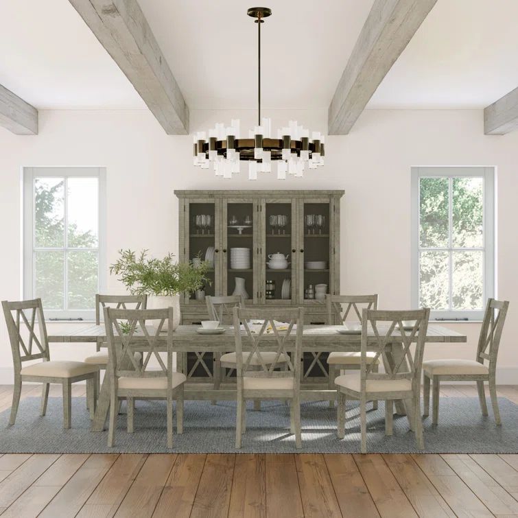 Gray Pine Extendable 11-Piece Trestle Dining Set
