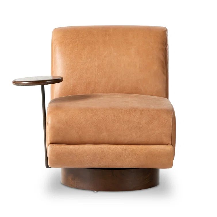 Bronwyn Almond Genuine Leather Swivel Side Chair